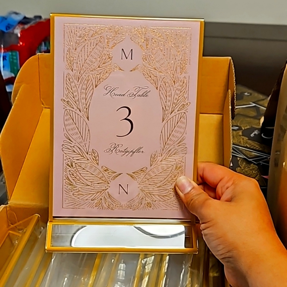 Acrylic and Gold Table number holders
